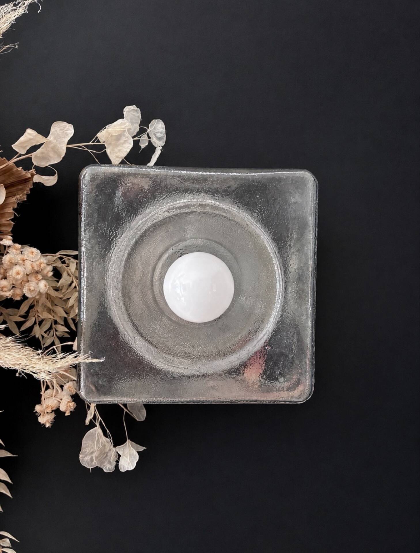 4 appliques "Ice cube" en verre 1970