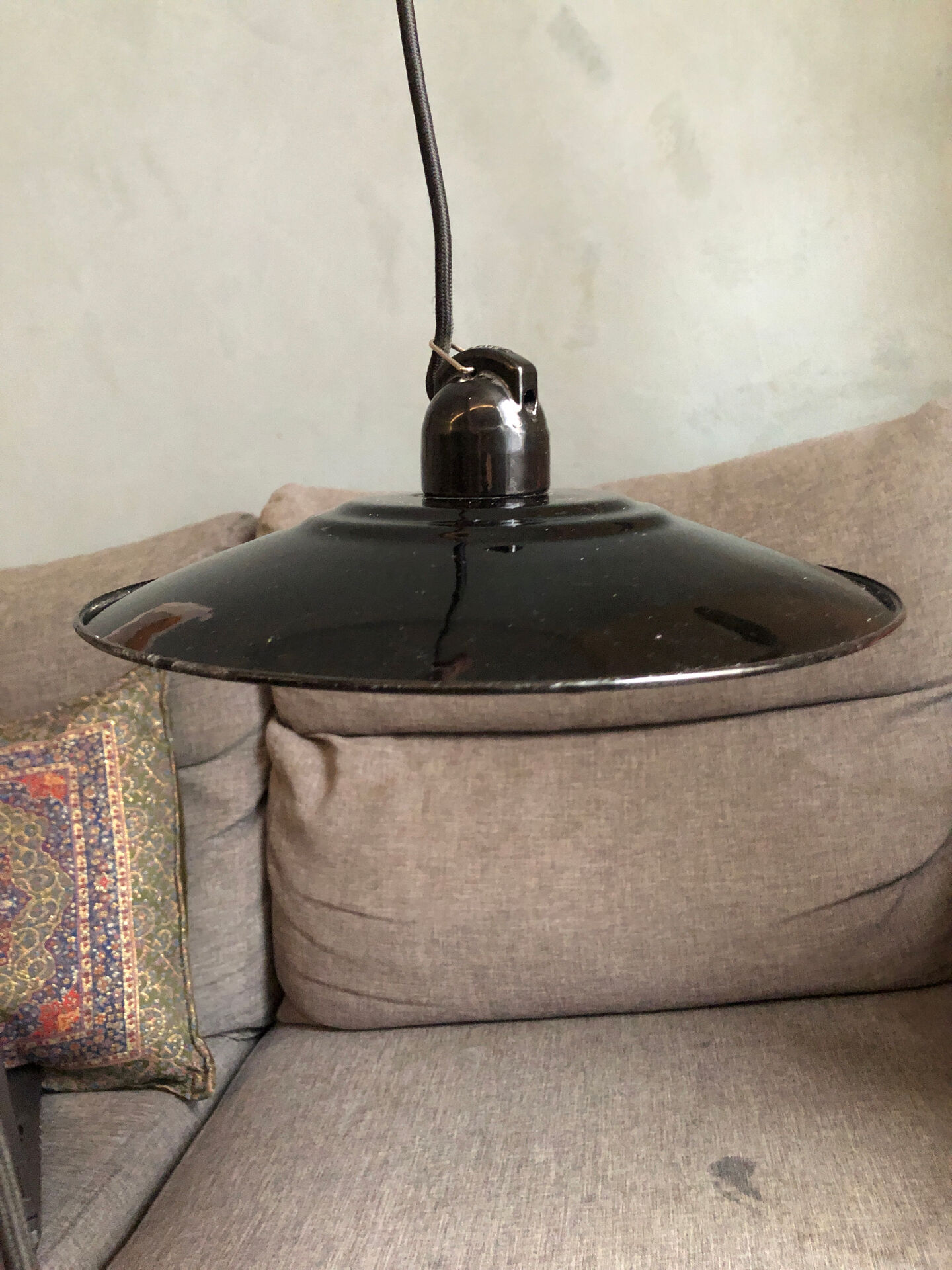 Black and white metal industrial suspension by Zangra.