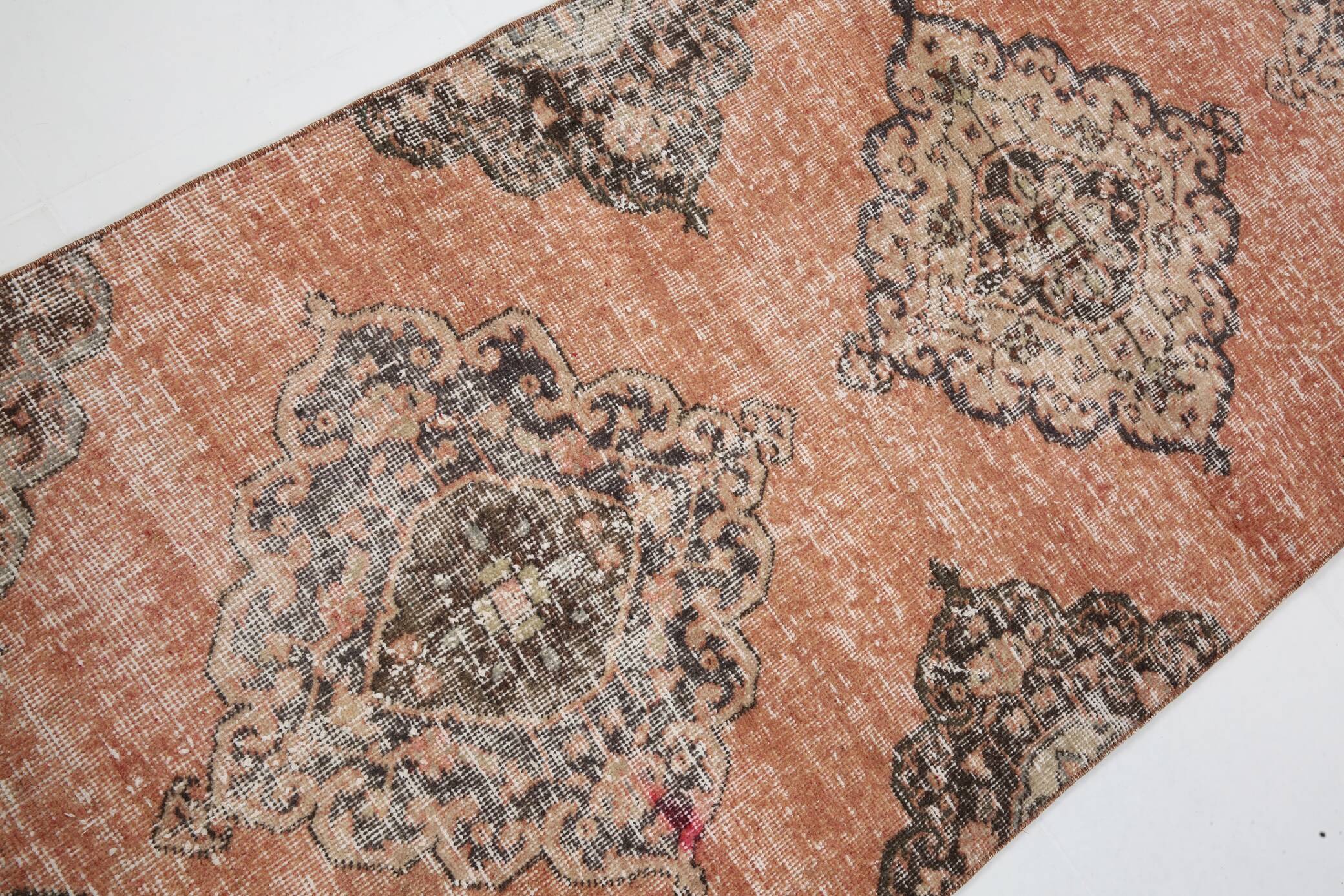 3x12 Brunt Red & Brown Vintage Runner Rug, 88x382Cm