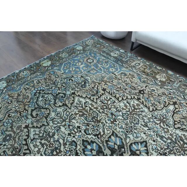 1970s Vintage Persian Handmade Wool Cotton Light Brown Area Rug 280x344