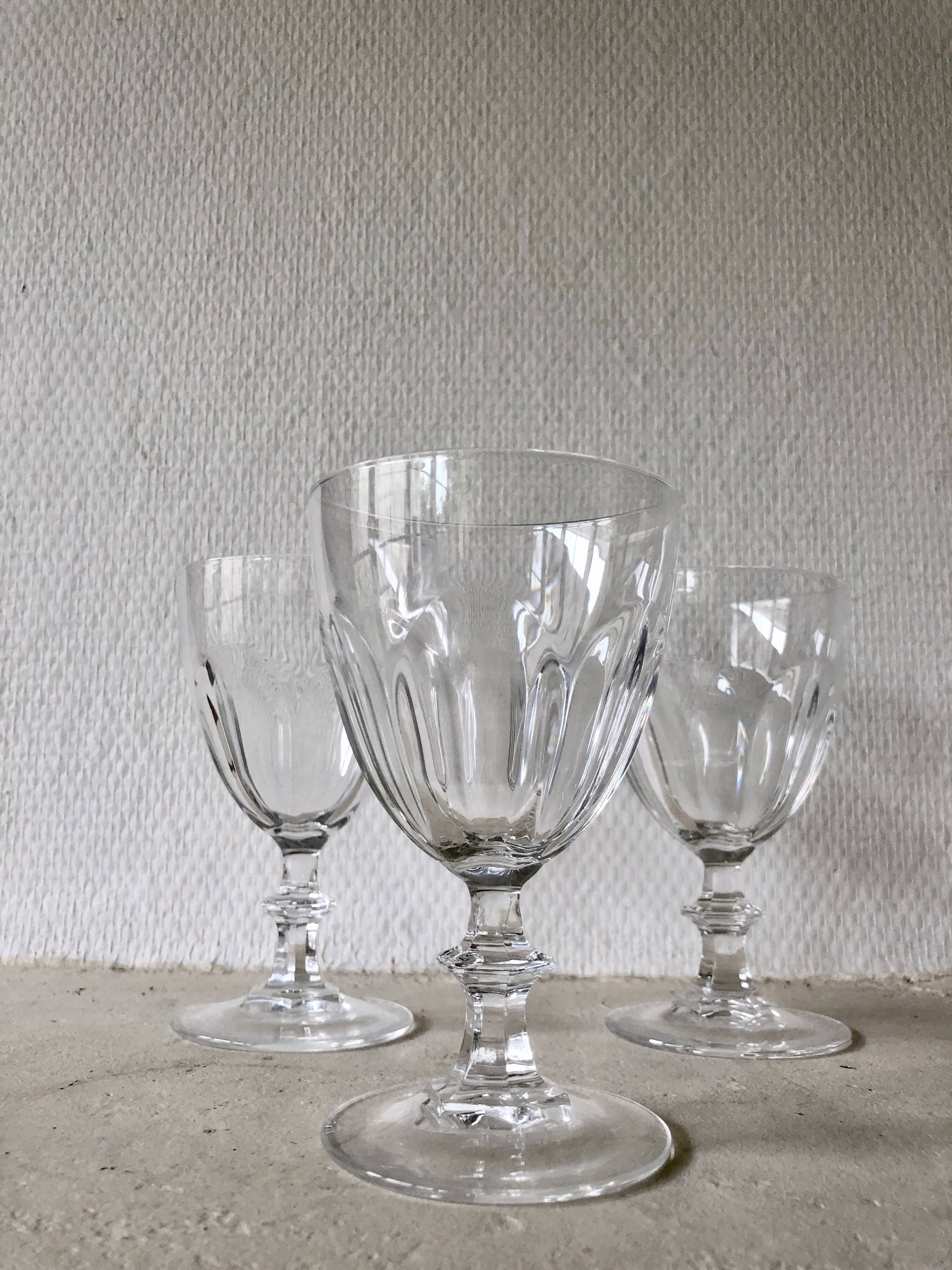 Set of 3 Arques crystal stemmed glasses Rambouillet model