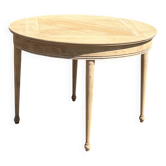 Table ronde + 1 rallonge ancienne rénovée en bois massif brut
