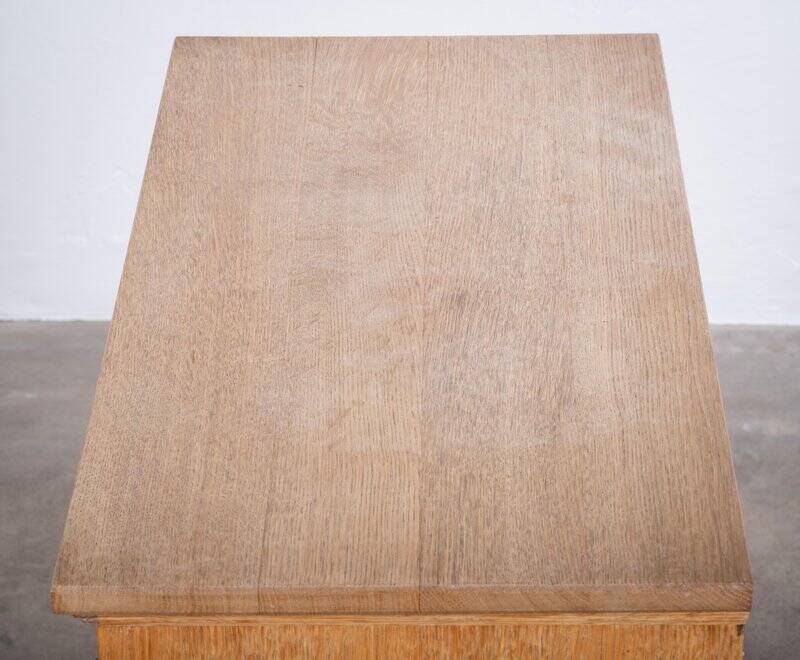 Small Brutalist Oak Cabinet with Brass Handles, Denmark, 1960s