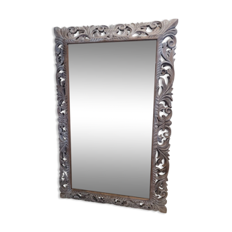 Louis XIII style mirror in patinated oak, 150×94 cm