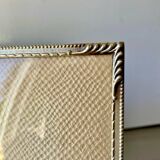 Cadre photo art déco vintage en métal 24,5 cm x 18,5 cm verre convexe