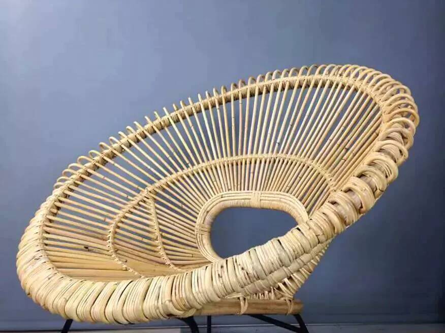 Rattan and metal armchair