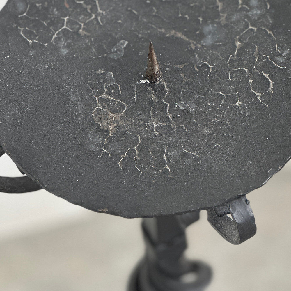 Hand-forged wrought iron candlestick stand, mid-20th century