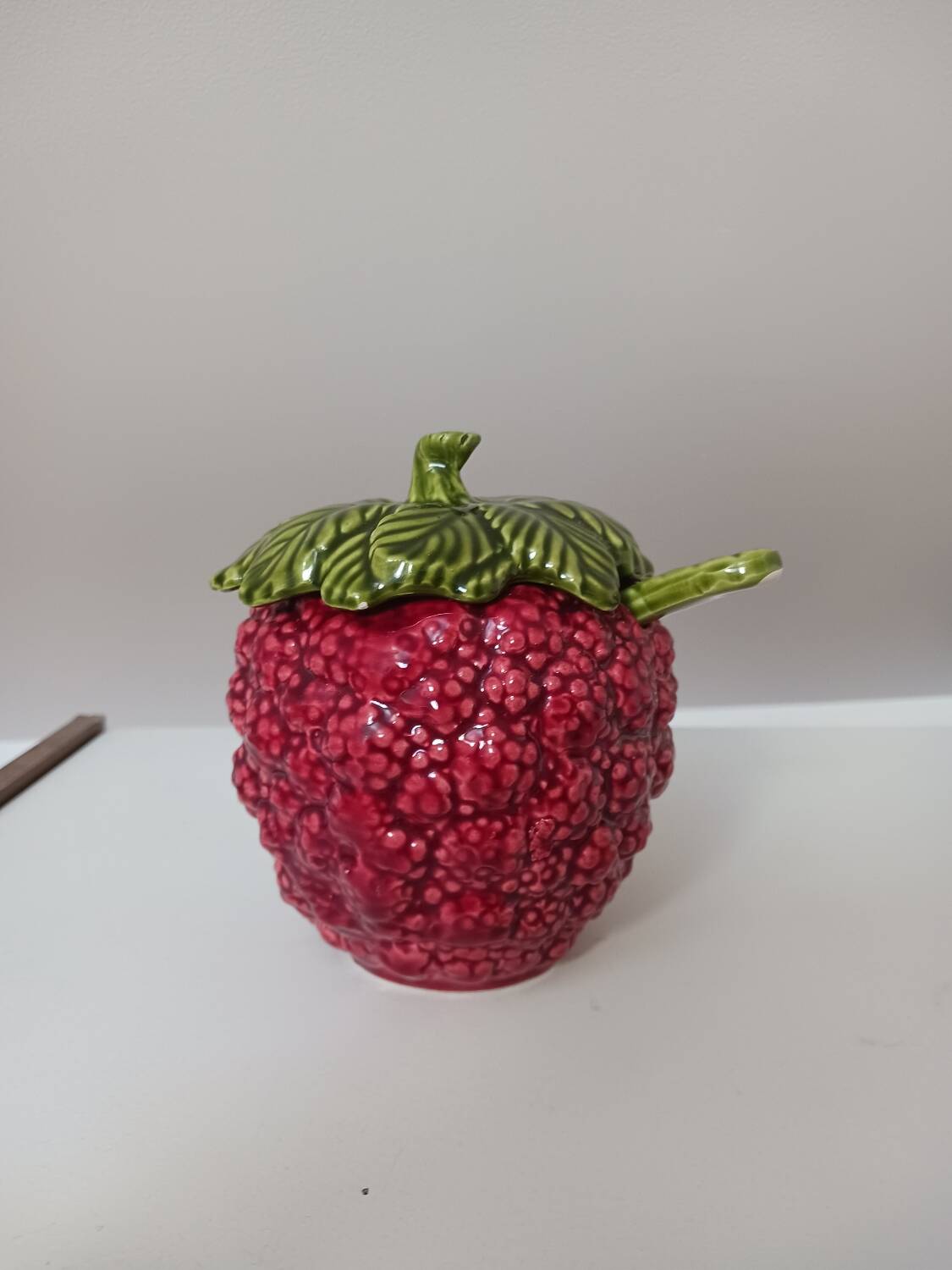 Raspberry slip sugar bowl