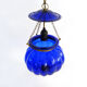 Suspension chandelier, oriental blue glass lantern and brass structure. Year 70-80