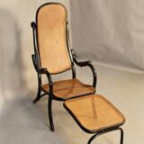 Bentwood cane armchair with mechanism and footrest