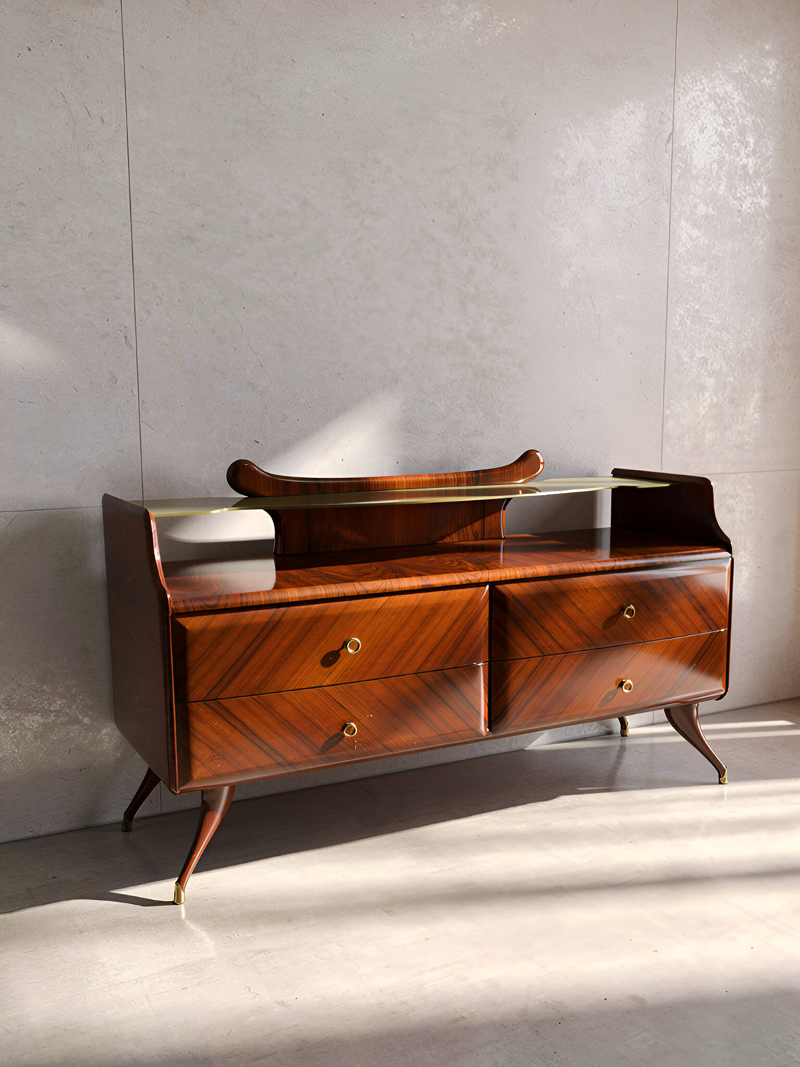 midcentury rosewood chest of drawers.