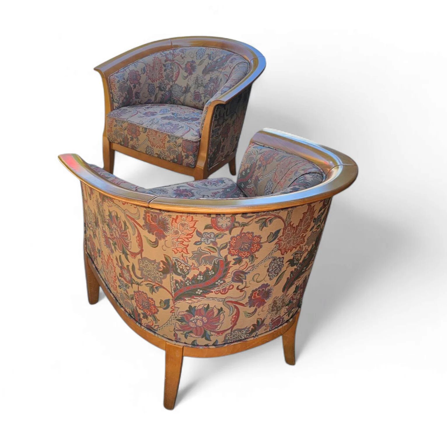 2 x armchair / club chair / floral fabric / 1980s