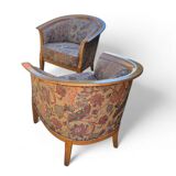 2 x armchair / club chair / floral fabric / 1980s