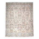 Tapis d'aire vintage persan fait main en laine et coton gris des années 1960 297x375