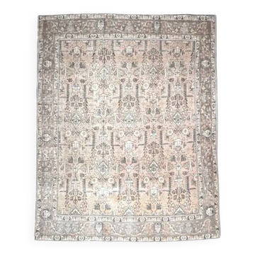 1960s Vintage Persian Handmade Wool Cotton Grey Area Rug 297x375