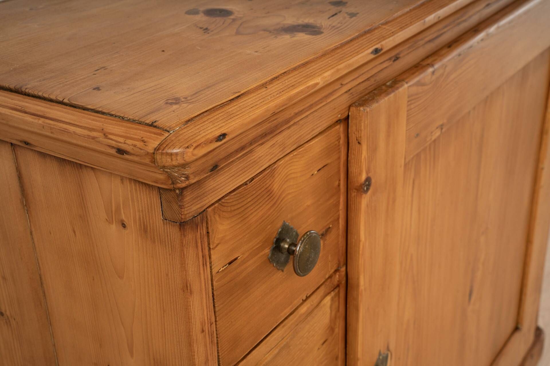 Antique Pine Biedermeier Cabinet with Four Drawers