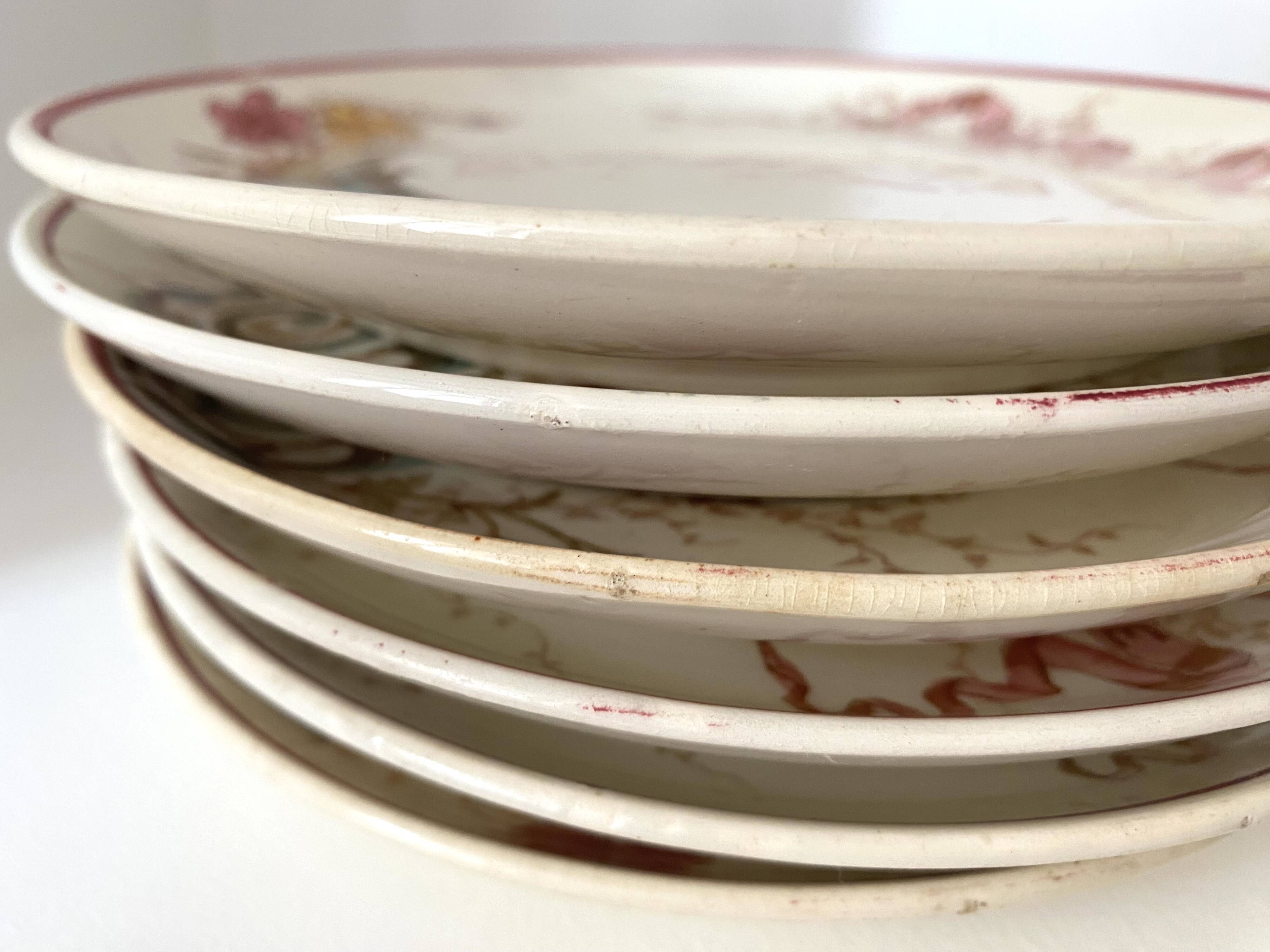 Set of 9 dessert plates "A la Samaritaine" K&G Lunéville 1900, art nouveau service