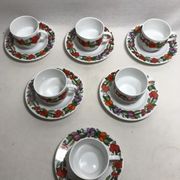 Series 6 cups old kaiser ceramic white + flowers vintage designs