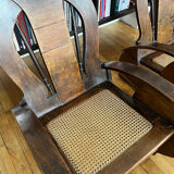 Pair of Art Deco armchairs in wood and cane.