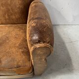 Antique 20th century tan leather club armchair