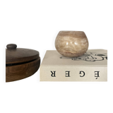Vase boule rond en marbre beige, Italie 1970