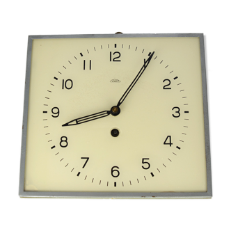 Mechanical wall clock prim in the style of bauhaus, Czechoslovakia of the 1930s