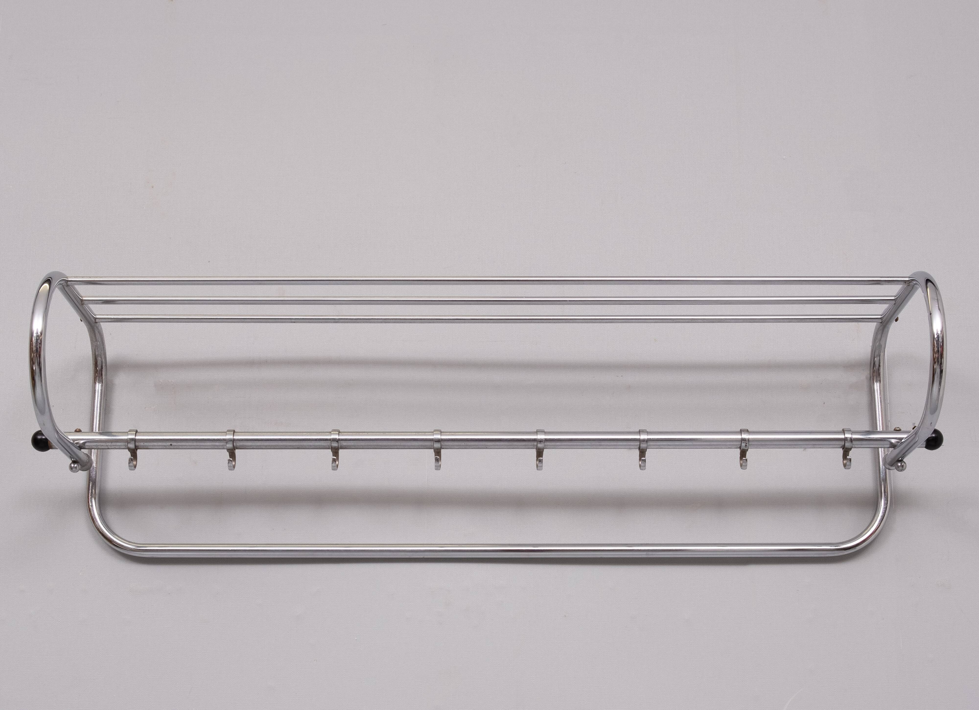 Art Deco Chrome wall Coat Rack Holland 1930s