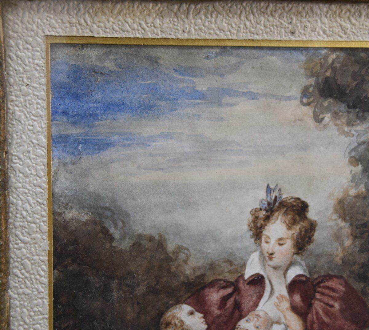 Attributed to Eugène Devéria (1805-1865) The Happy Family, Framed Watercolour