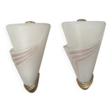 Pairs of Diana wall lights, Kasinski, Poland, 1980, opaline glass.