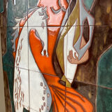 Grand panneau mural céramique années 60