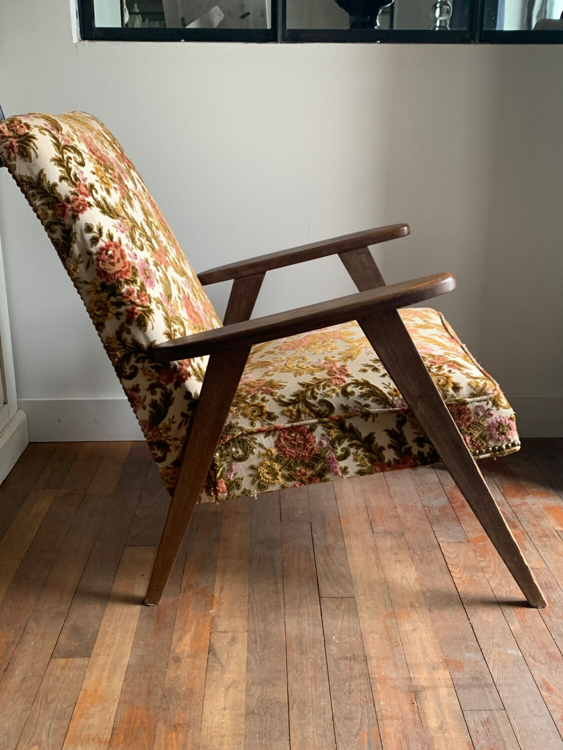 Vintage armchair floral fabric