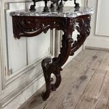 Louis XV style console in carved wood, grey Ardennes marble, 18th century