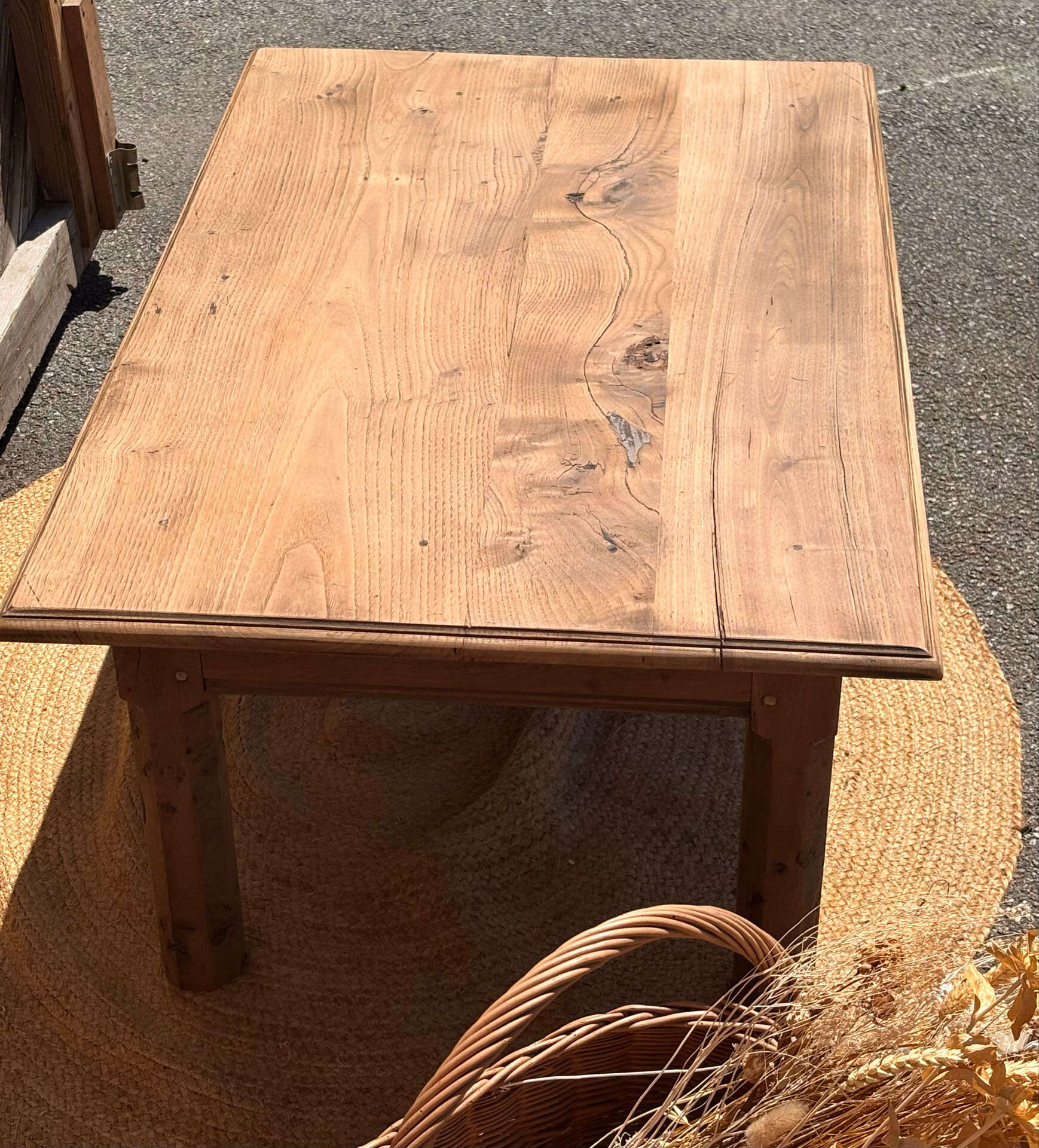 Old farmhouse coffee table in raw solid oak - 1 drawer