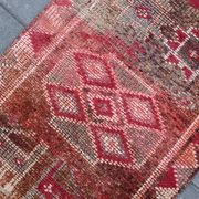 Tapis Couloir Tribal Vintage Rouge, Tapis Turc Géométrique, 75x313 Cm