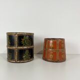 2 Anciennes corbeilles à riz, seaux en bois, pot de fleur, peint main