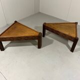 Brutalist triangular shaped oak coffee side tables 1970’s