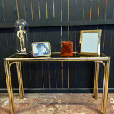 Bamboo-style Console Table Brass 1970