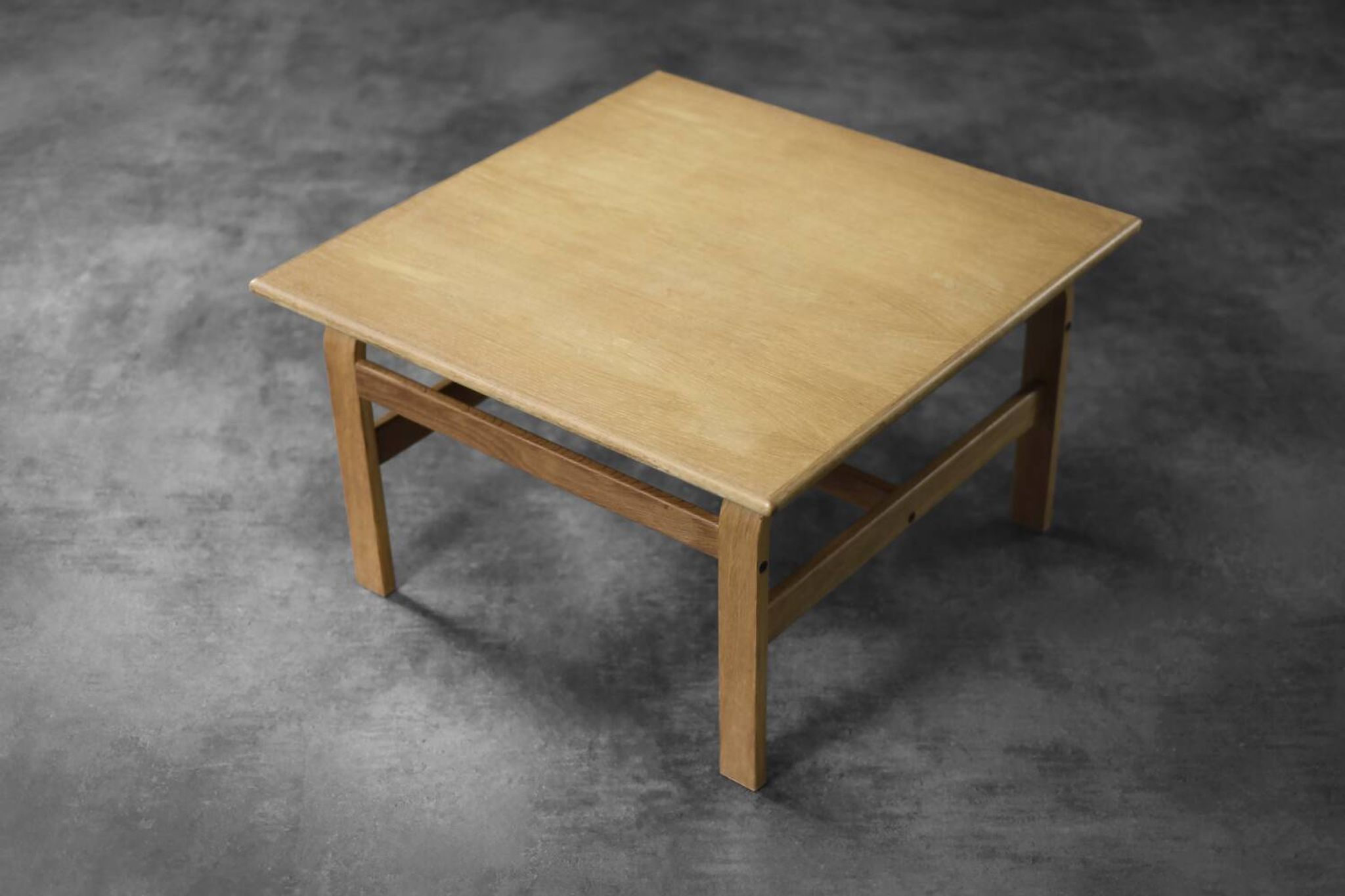 Vintage Mid-Century Scandinavian Modern Low Brown Oak Coffee Table