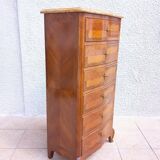 Louis XV style chest of drawers in precious wood veneer.