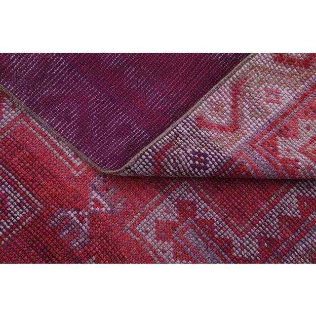 Vintage 1970s Turkish Oushak Handmade Pink Red Wool Wool Runner 89X265