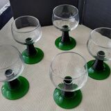 5 large white wine glasses in Alsace Roemer style