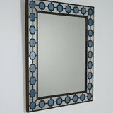 Scandinavian Mirror with light-blue leaded-glass frame