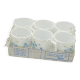 Service of 6 coffee cups, arcopal france, forget-me-nots, veronica,