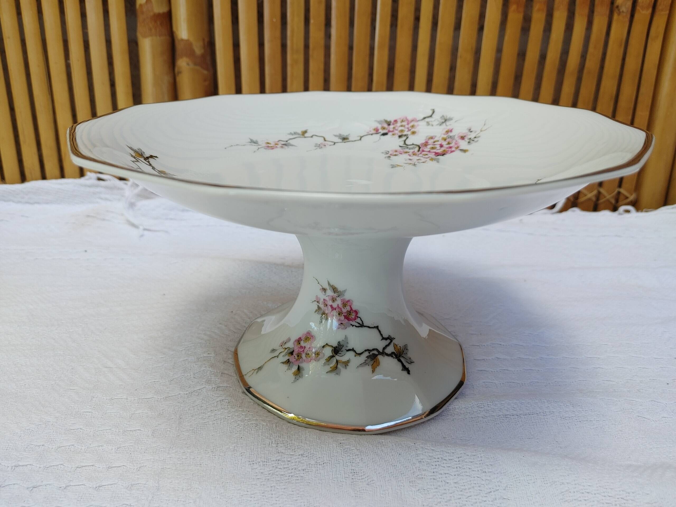 Limoges Old Compotier bowl on foot Japanese decor