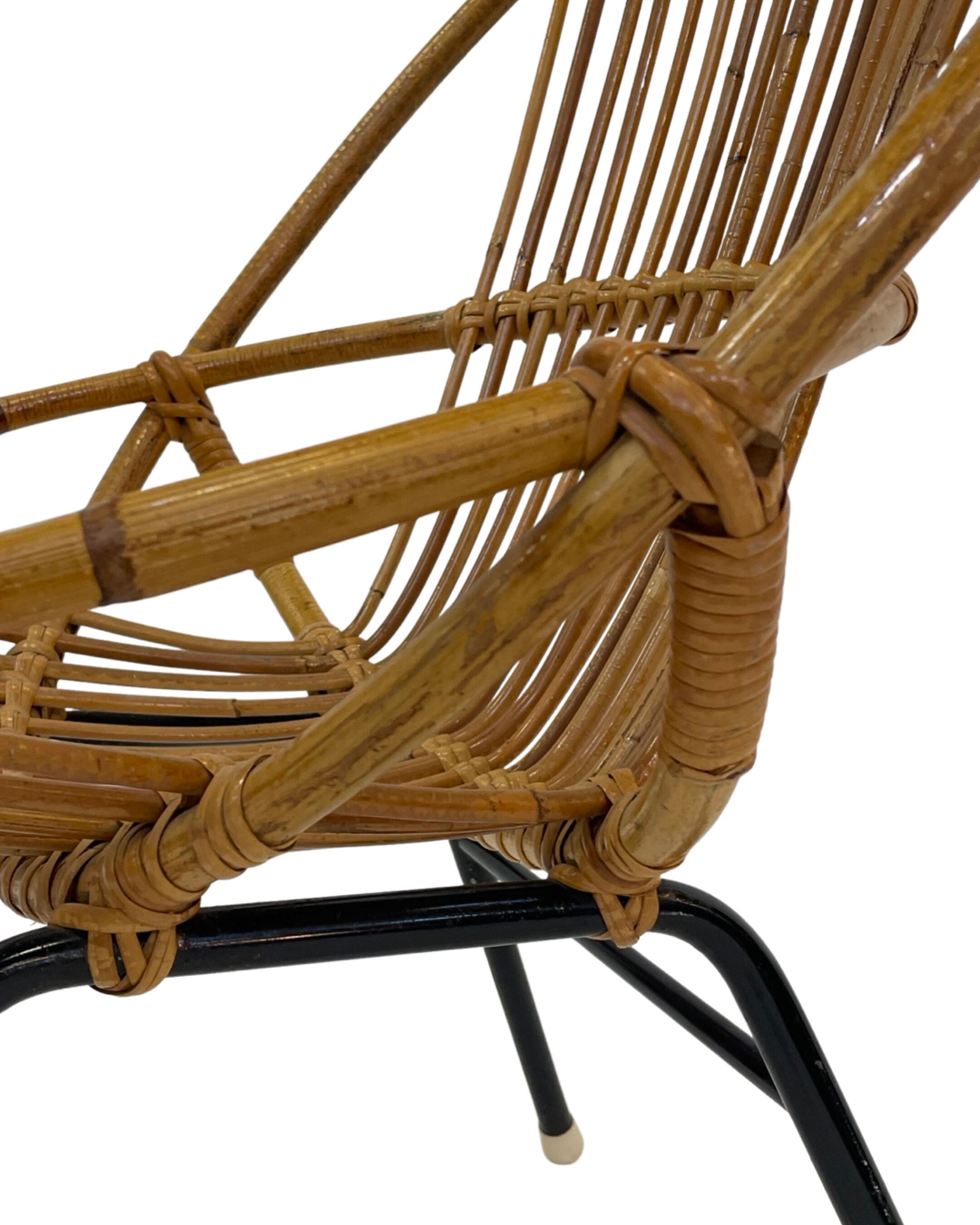 Vintage rattan chair by Dirk van Sliedregt Rohe Noordwolde 1960 in the Netherlands