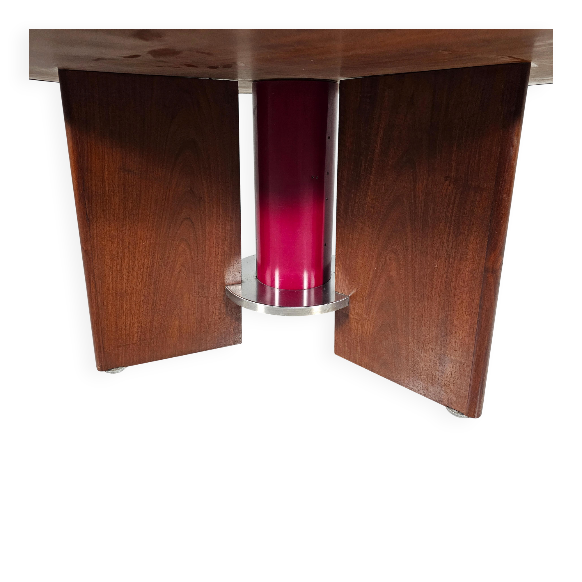 Dining table in walnut, laminate and steel by Silvio Coppola for Bernini, Italy.