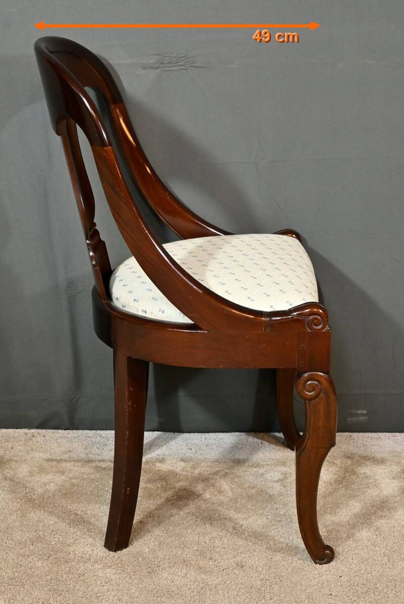 Set of 4 Gondola Chairs in Mahogany, Restoration period – Part 1, 19th century