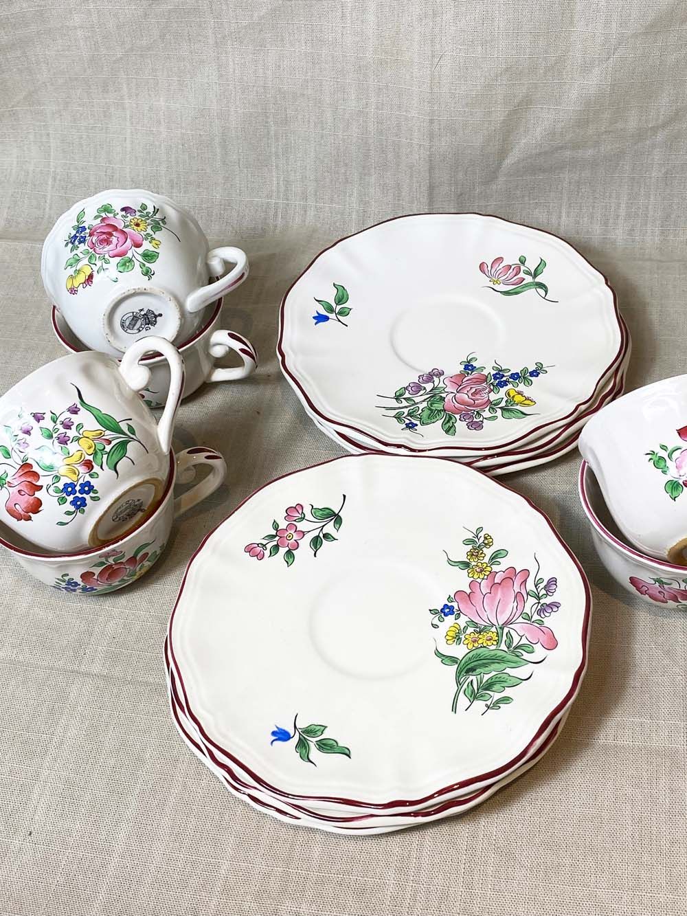 Coffee service, Luneville France. 6 cups 6 under cups