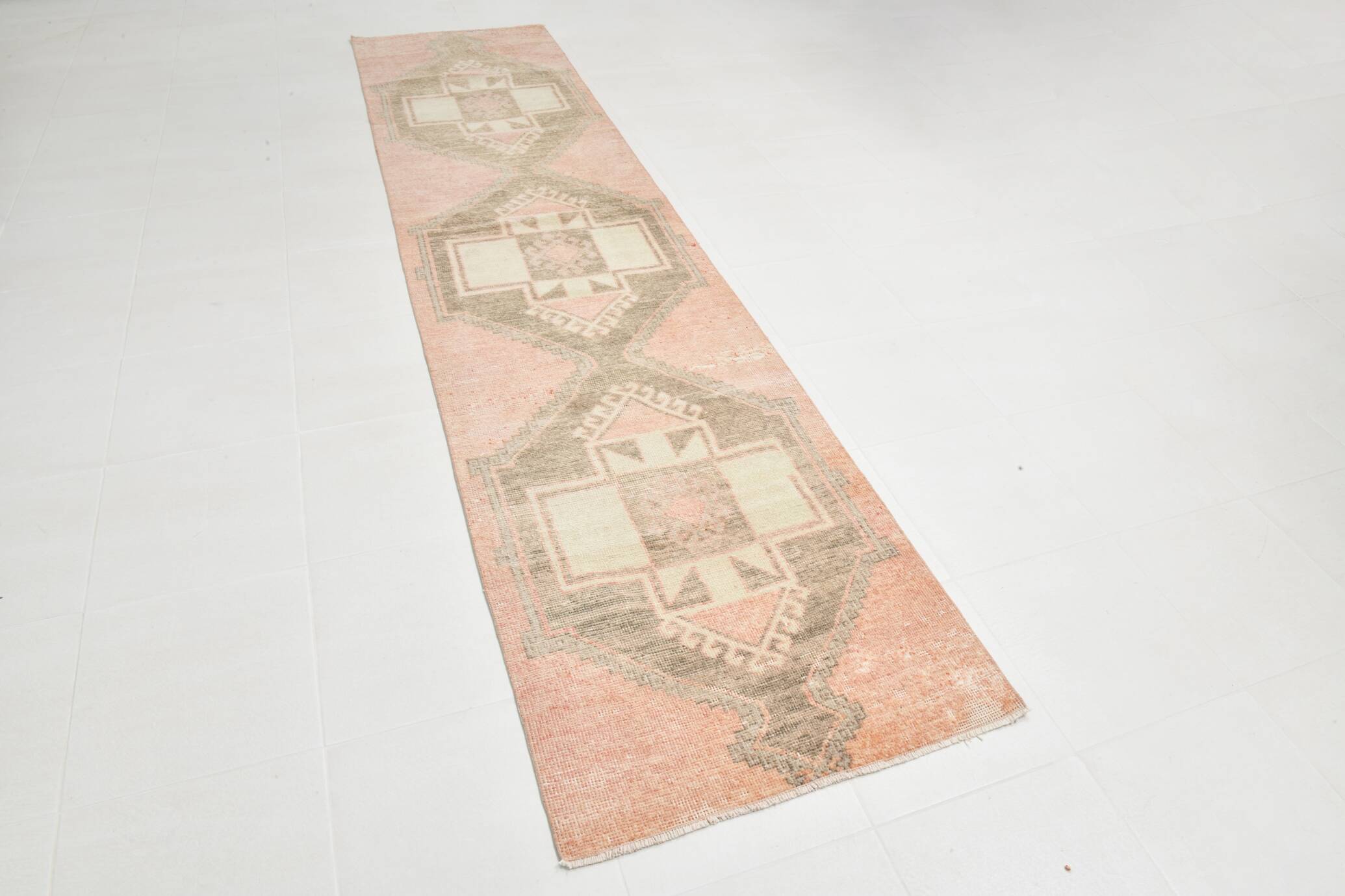 Wool Vintgae Runner Rug, Mid-Century Textile Runner Rug, 86x367 Cm