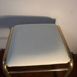 Gold metal and white leatherette stool from the 80s